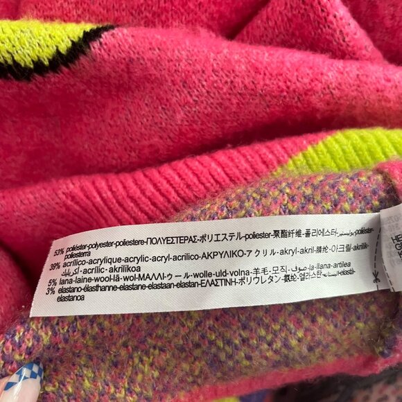 ZARA PINK SNAIL SWEATER WOMENS LARGE GREEN PURPLE STRIPE LOOSE FIT KNIT PULLOVER - Picture 7 of 8